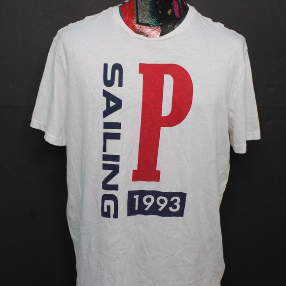 Polo Ralph Lauren Sailing 1993 White Tshirt Size Large Stain - Picture 2 of 9